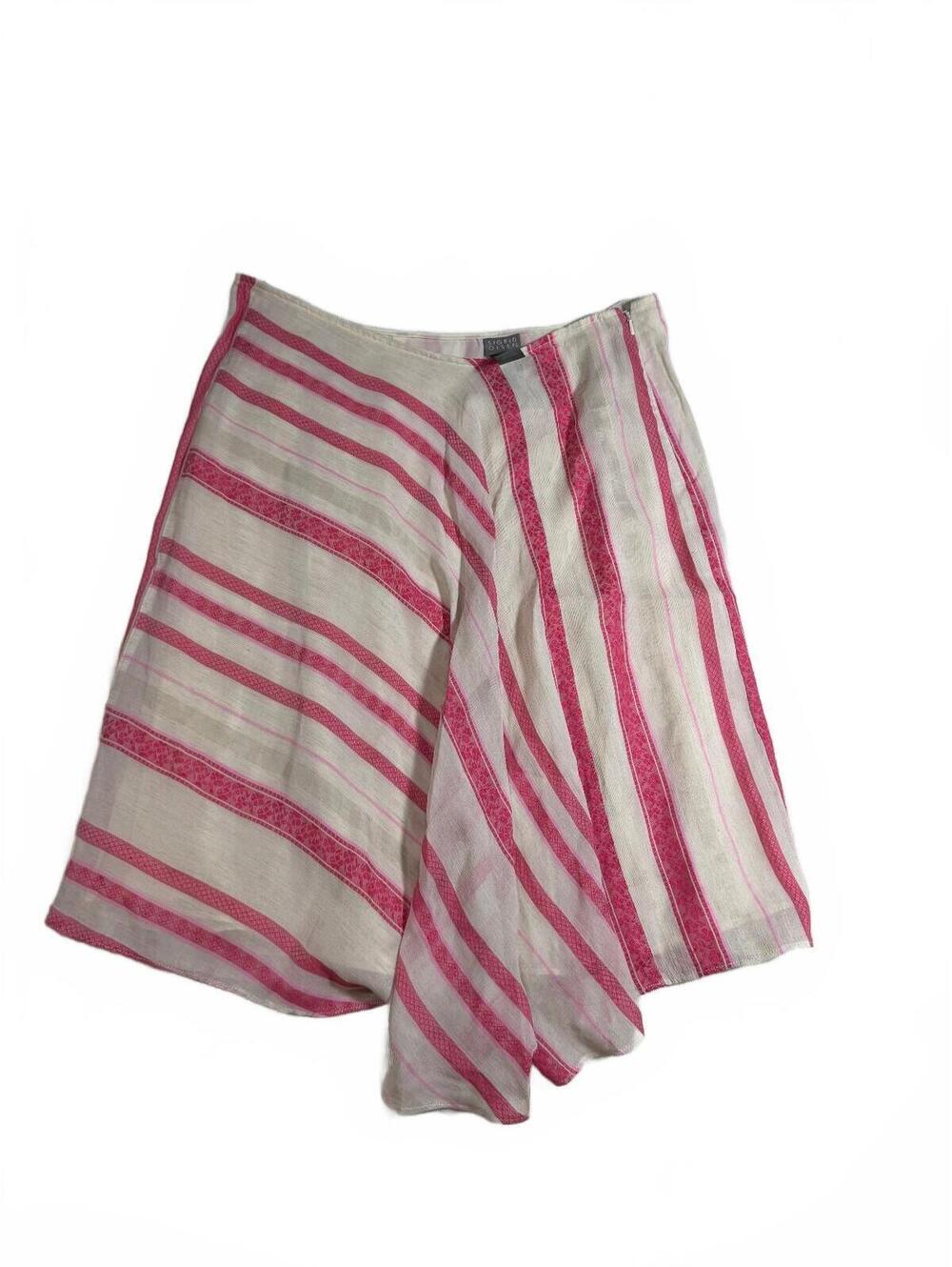 Sigrid Olsen Silk and Linen Y2K Stripped Midi Skirt Size 12